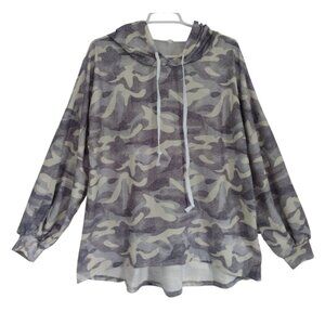 Men's camouflage drawstring hoodie, cotton and polyester, size XL, NWOT.